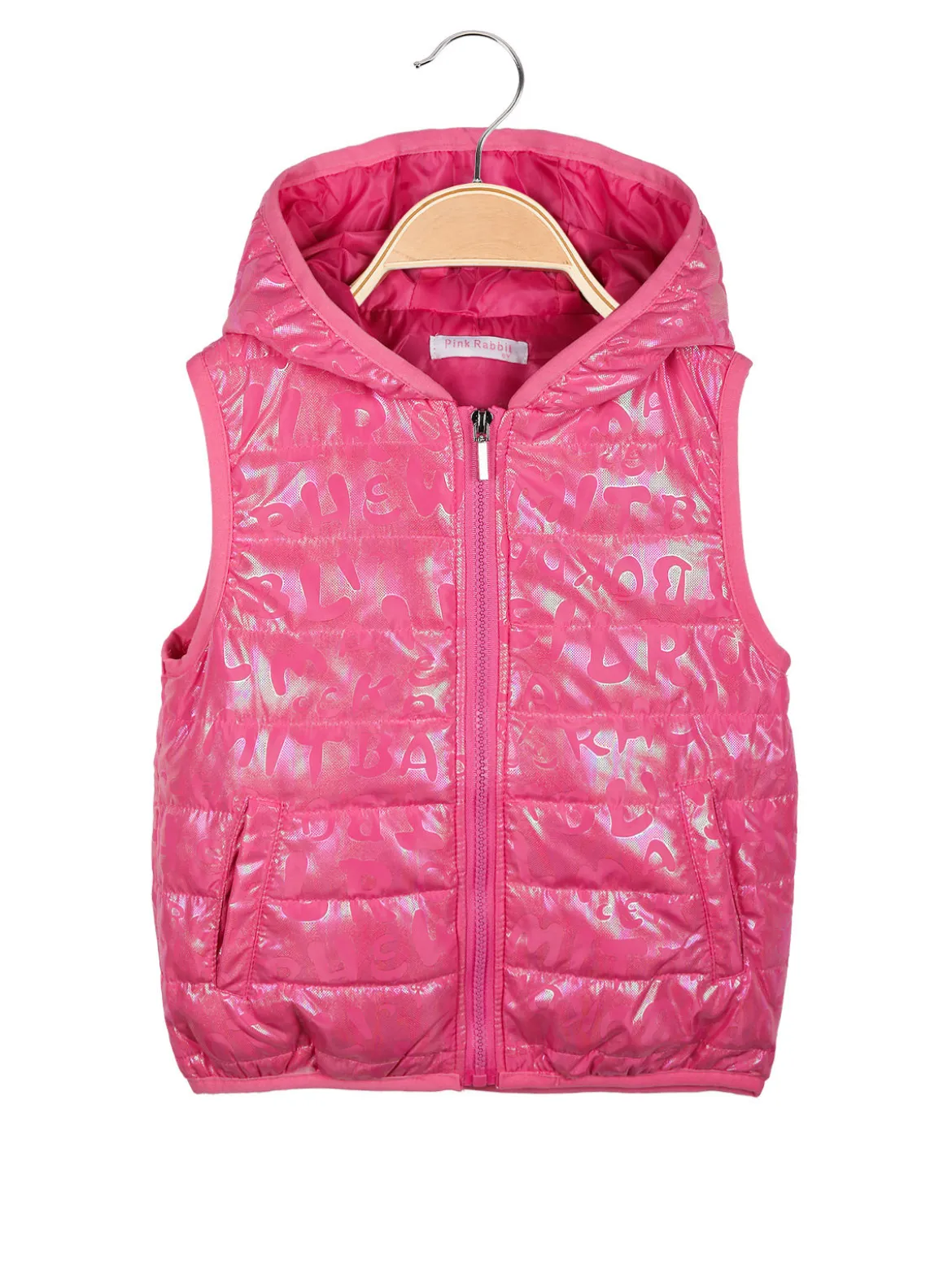 Pink Rabbit Gilet imbottito da bambina con cappuccio