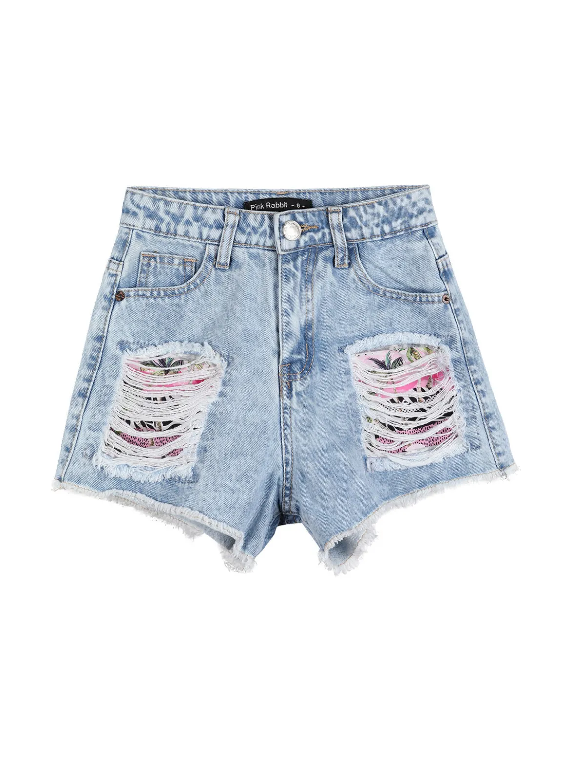 Pink Rabbit Shorts in jeans da bambina con strappi