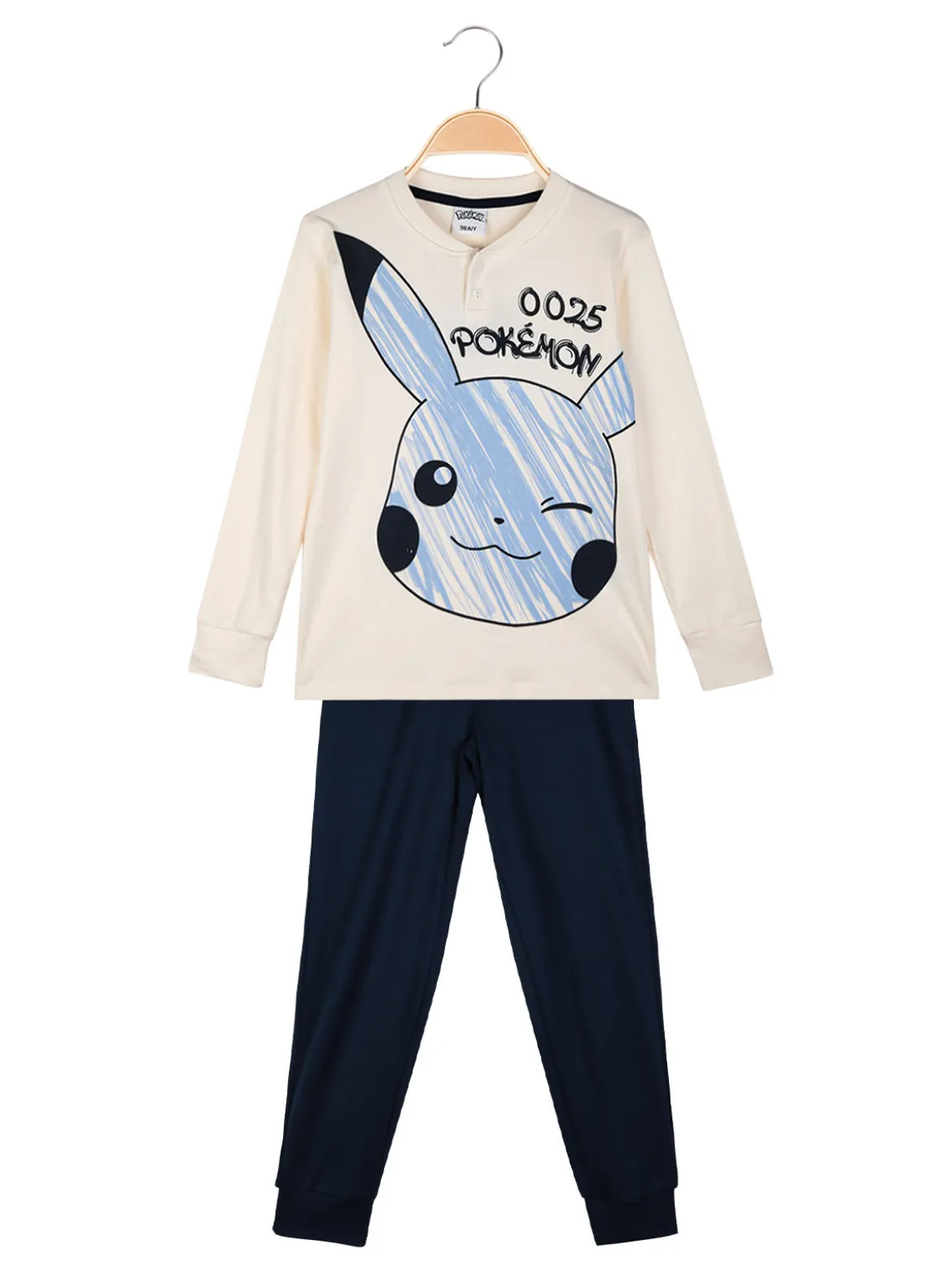 Pokémon Pigiama lungo da bambino in cotone interlock - panna