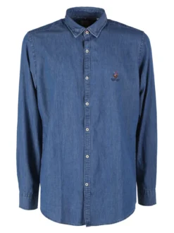 Polo Club Camicia da uomo in jeans a maniche lunghe