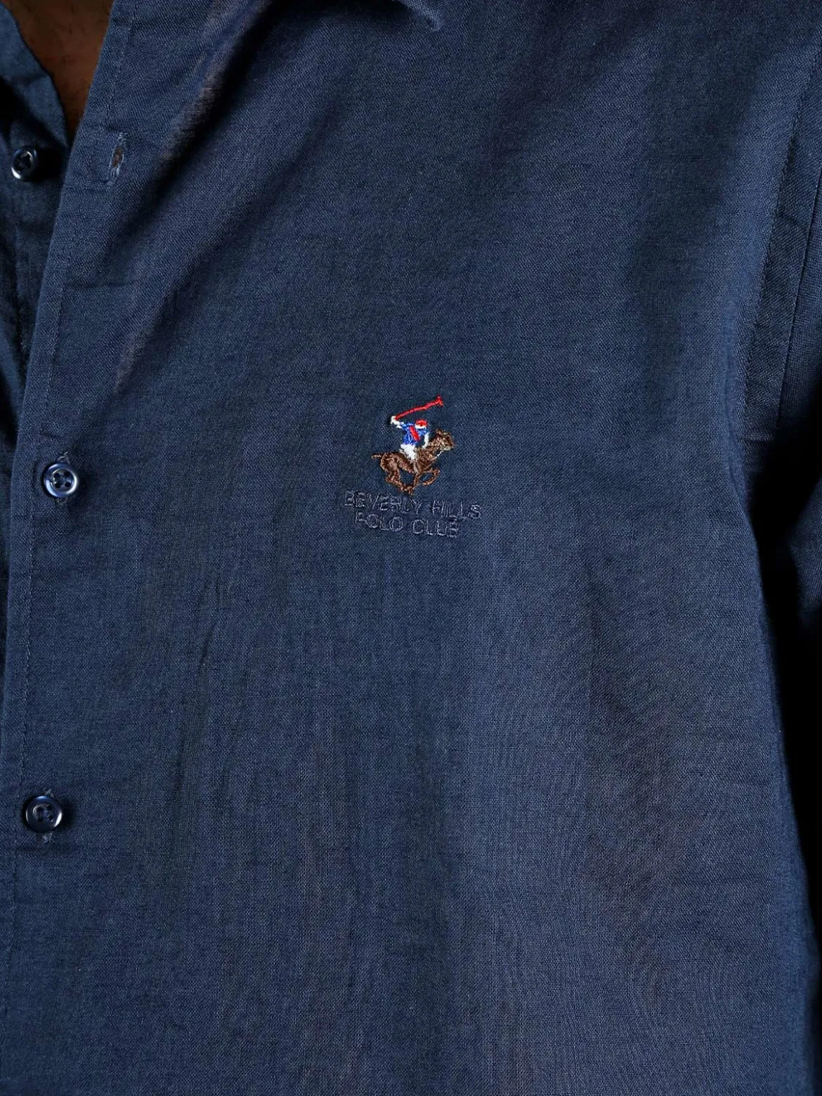 Polo Club Camicia da uomo in misto lino e cotone a maniche lunghe