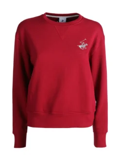 Polo Club Felpa girocollo da donna con interno felpato - rosso