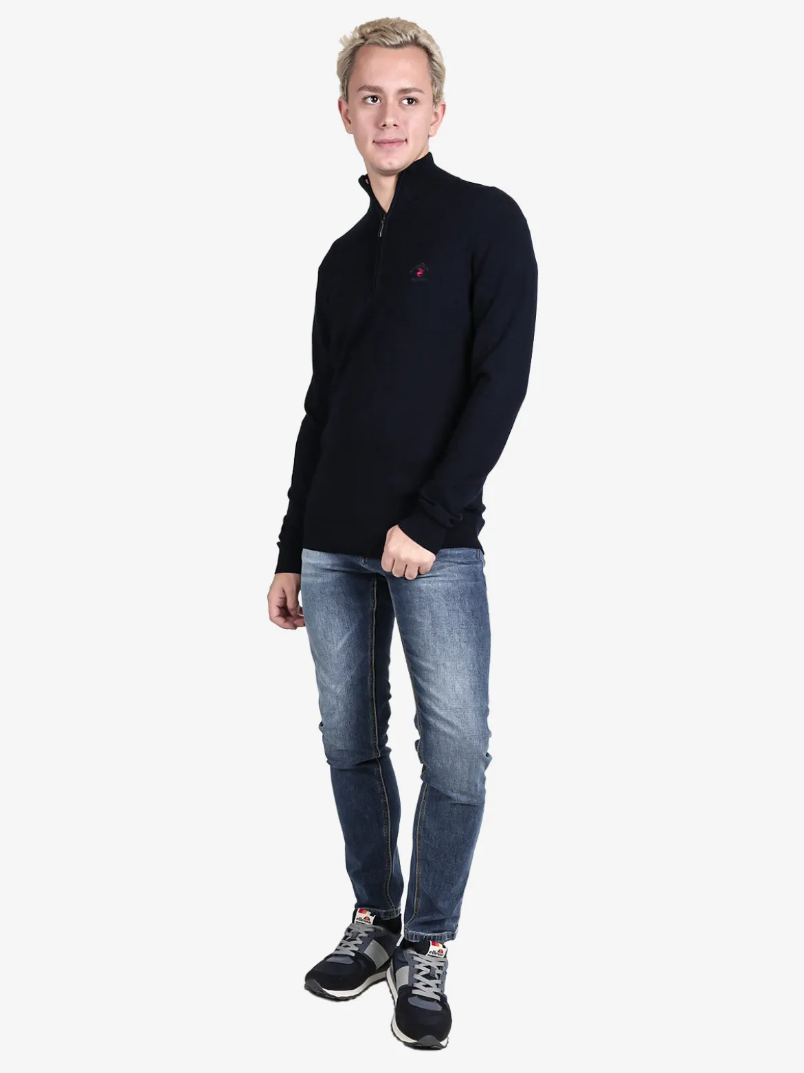 Polo Club Pullover da uomo mezza zip in maglia
