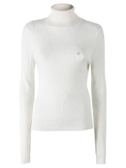 Polo Club Pullover dolcevita donna in maglia intrecciata - panna
