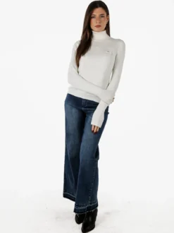Polo Club Pullover dolcevita donna in maglia intrecciata - panna