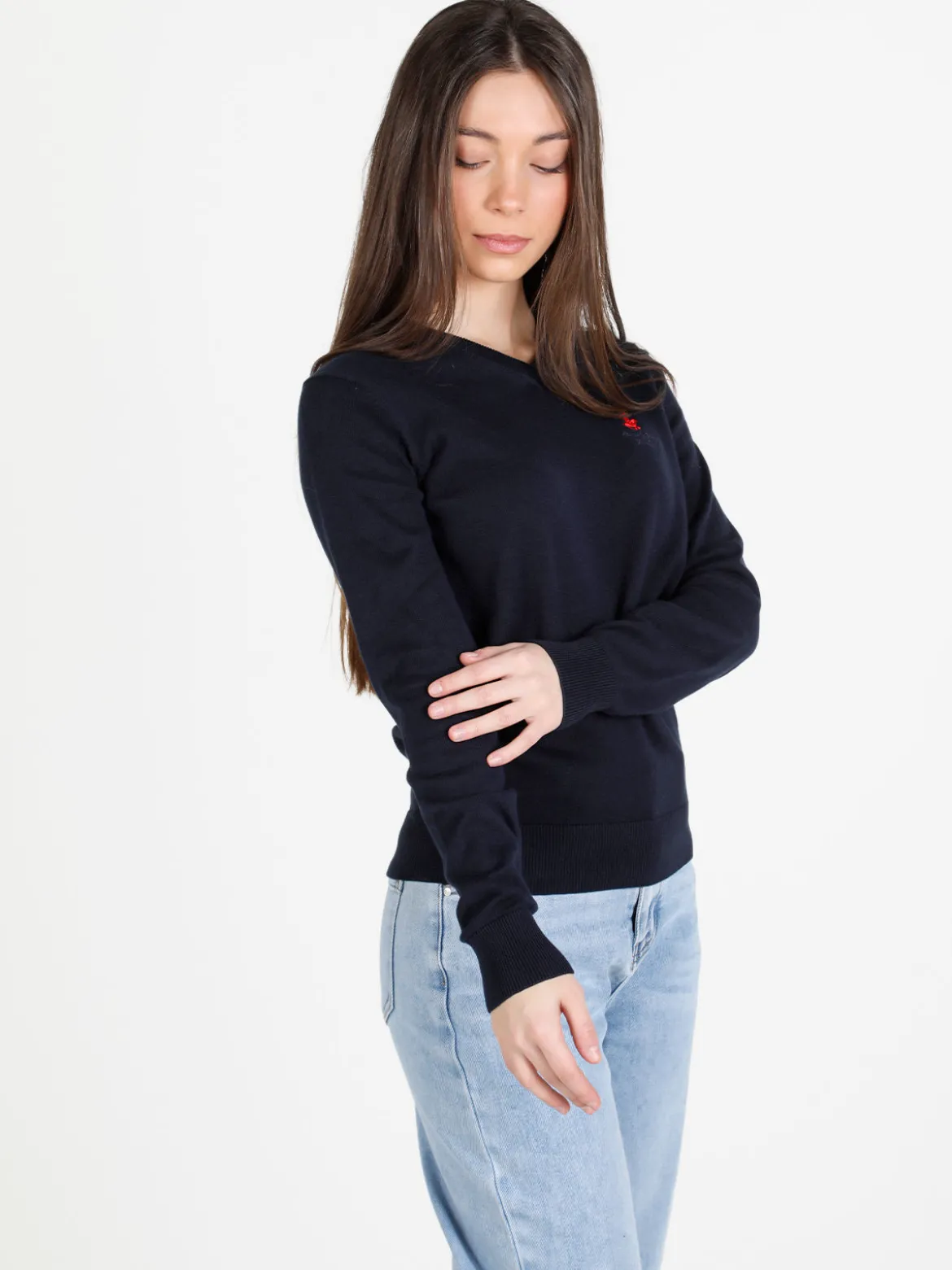 Polo Club Pullover donna in cotone scollo V