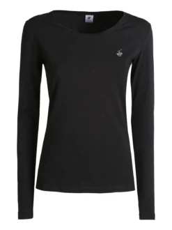 Polo Club T-shirt girocollo da donna a maniche lunghe in cotone - nero