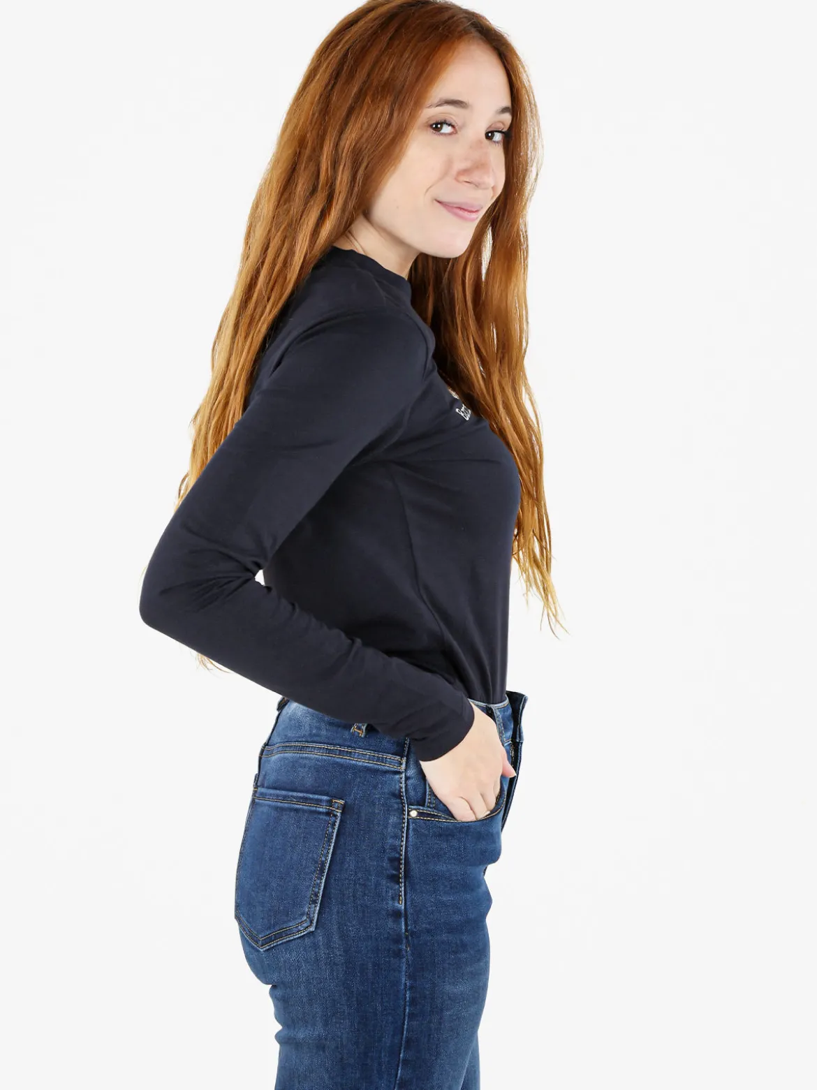 Polo Club T-shirt girocollo da donna a maniche lunghe in cotone - blu scuro