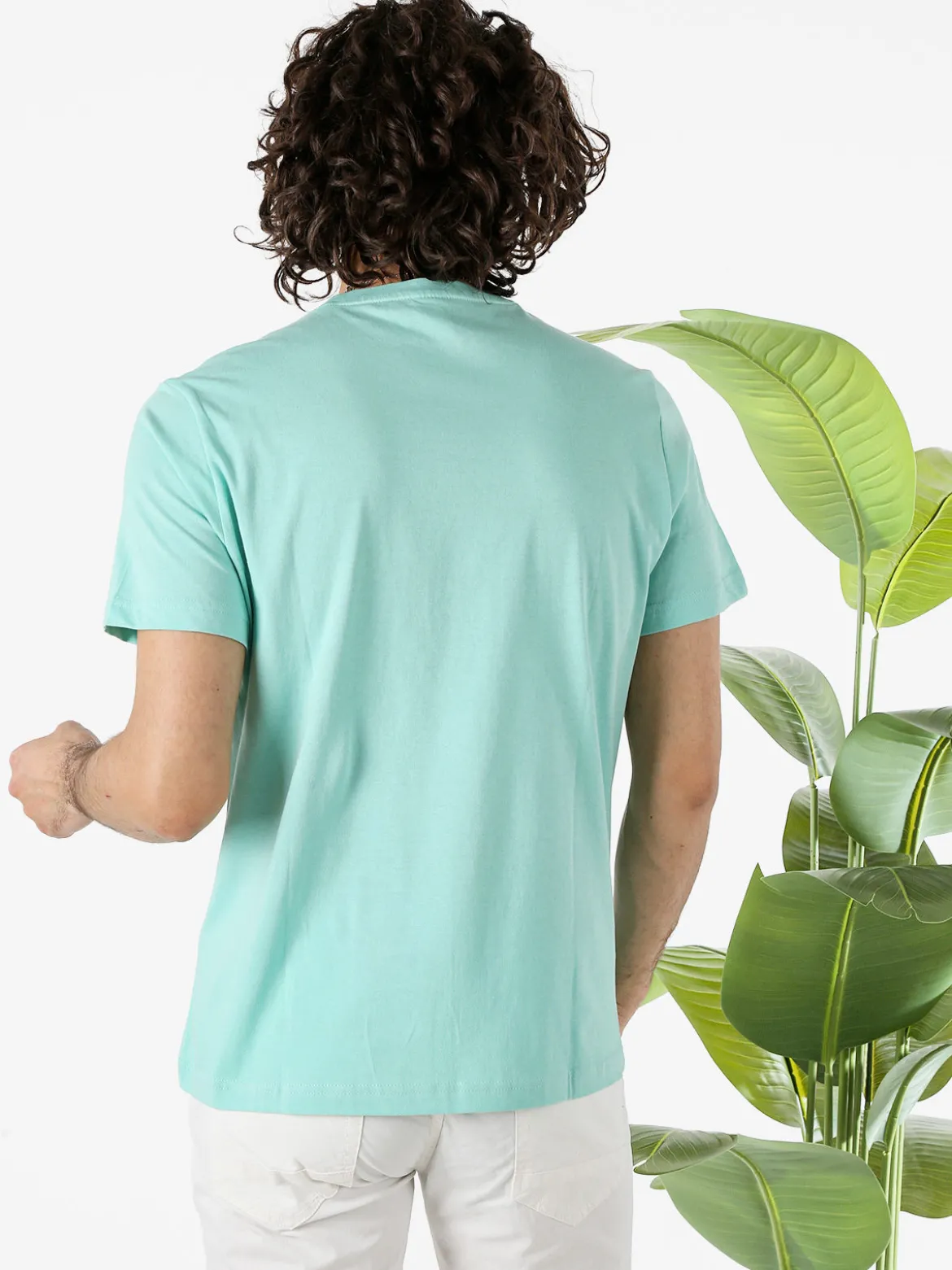 Polo Club T-shirt girocollo da uomo in cotone - acqua marina
