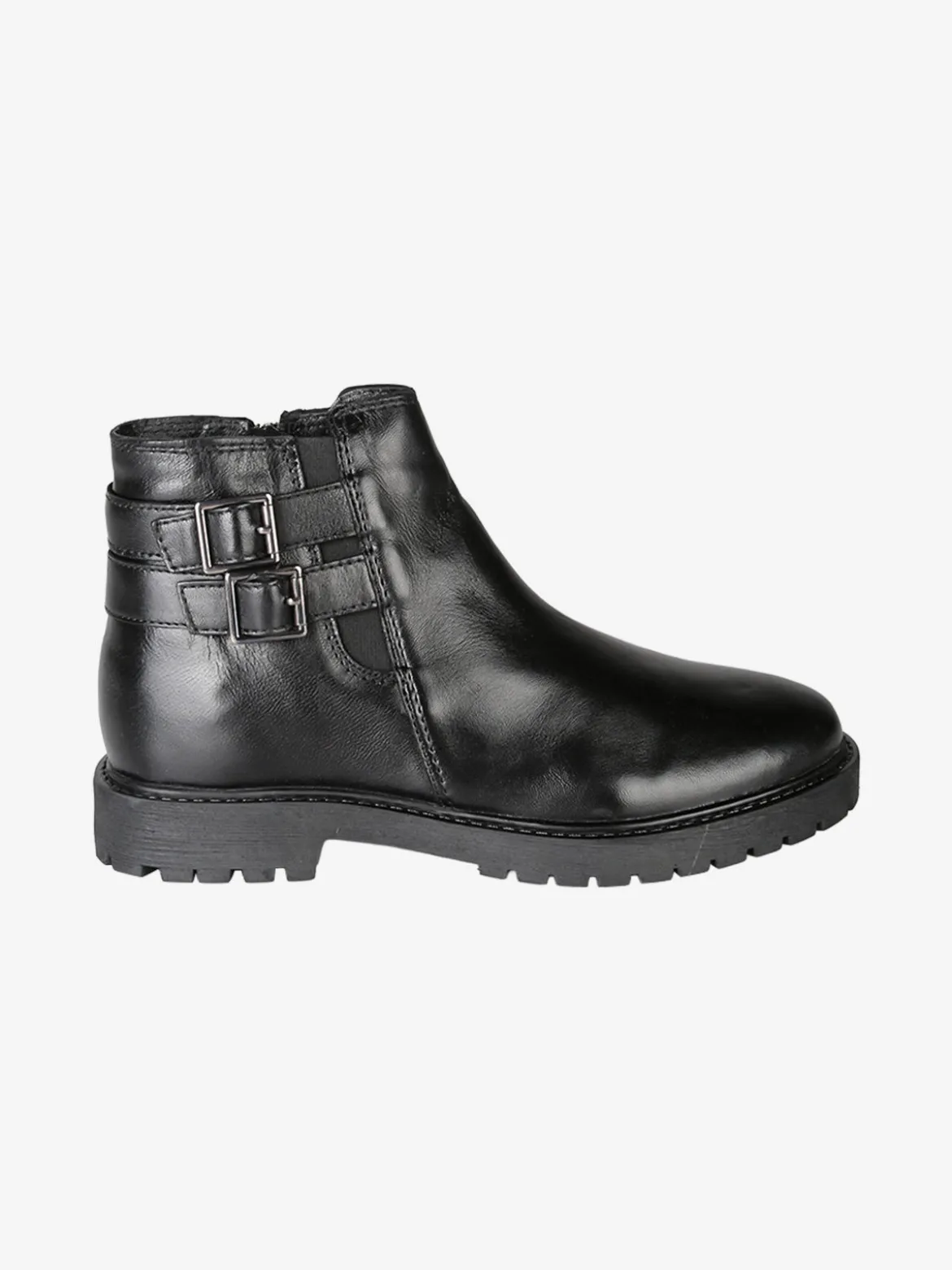 Posch Stivaletti donna in pelle con doppia fibbia e zip - nero