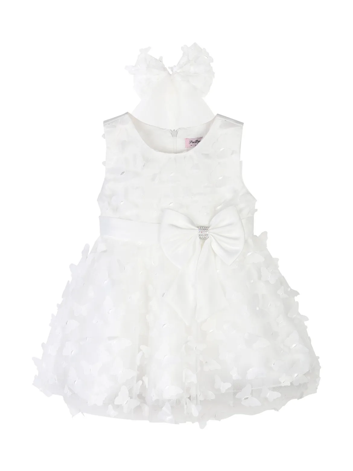 Pretty Baby Abito da cerimonia per neonate in tulle con fiocco per capelli