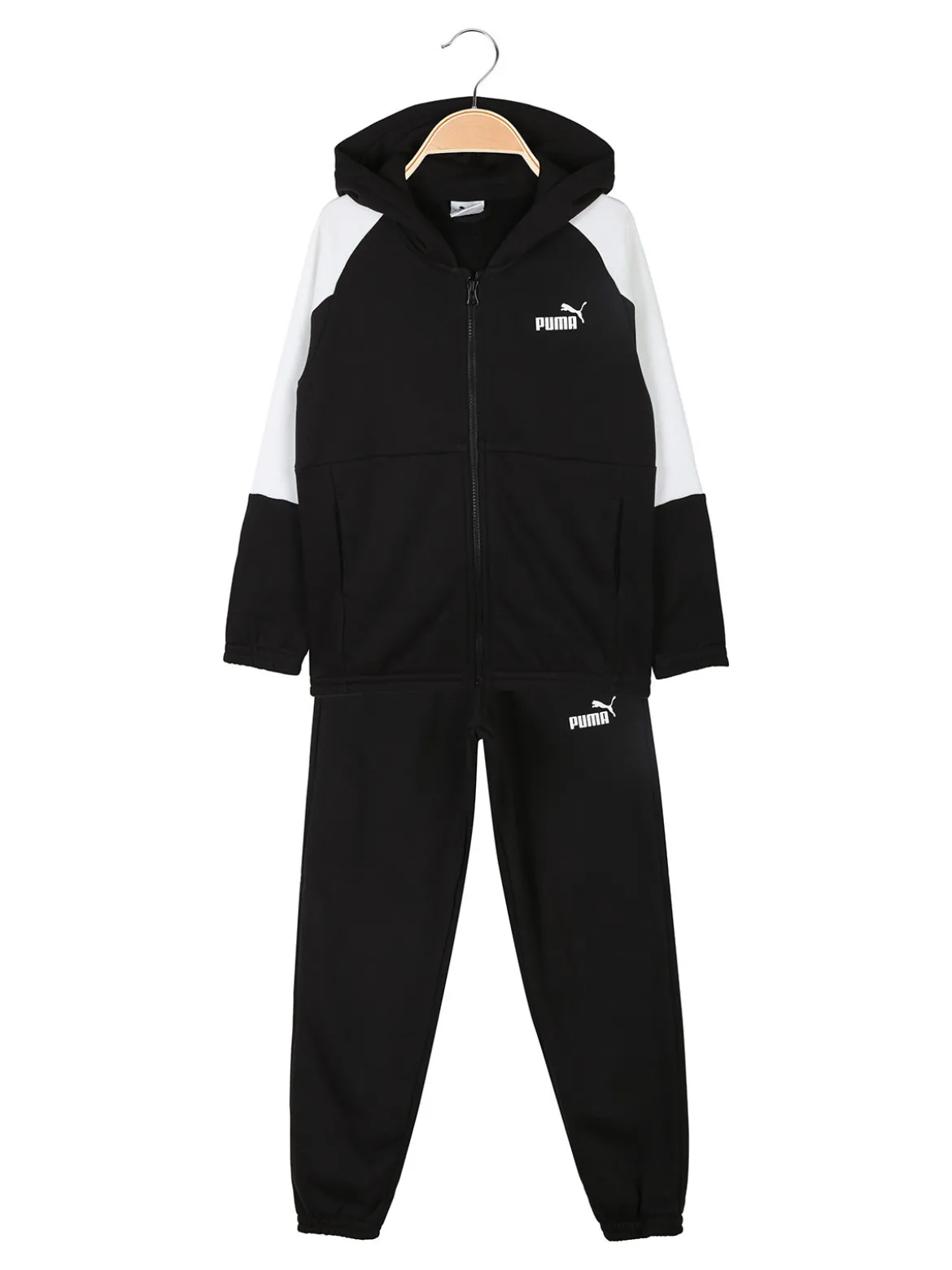 Puma ESS BLOCK SWEAT SUIT Completo tuta invernale da ragazzo con cappuccio e zip - nero