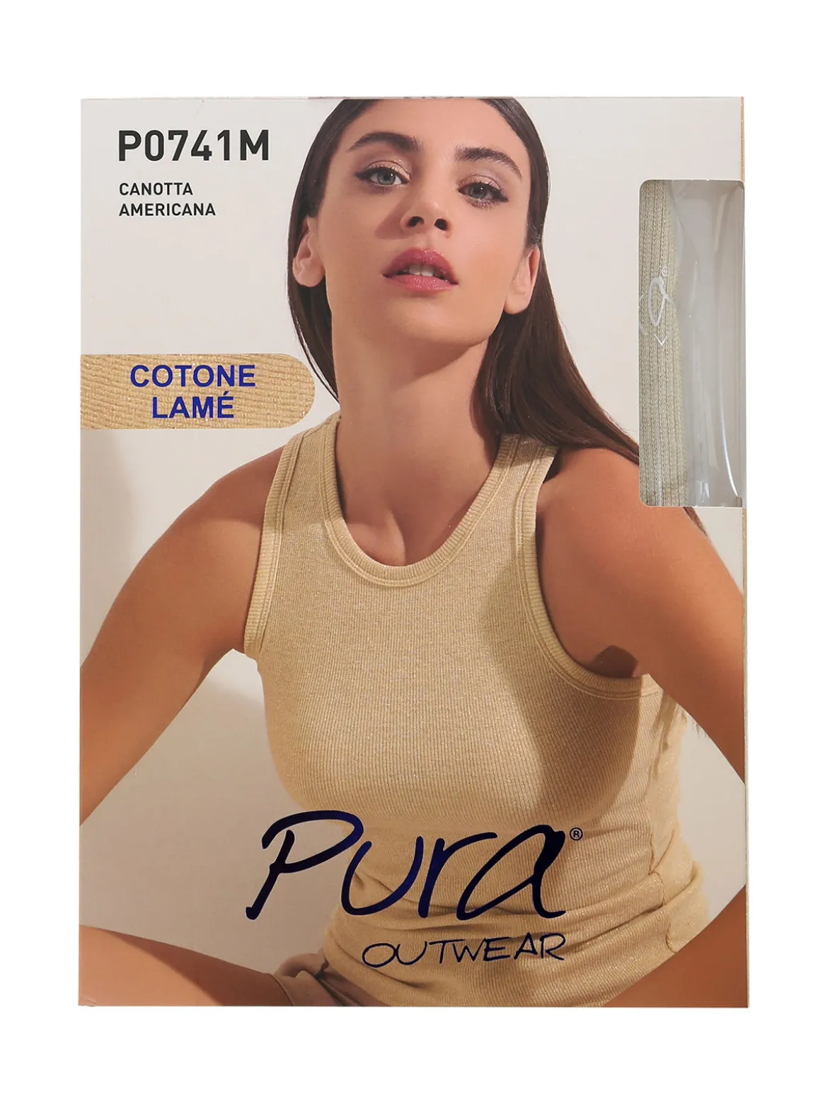 Pura Canotta da donna in cotone lamè - argento