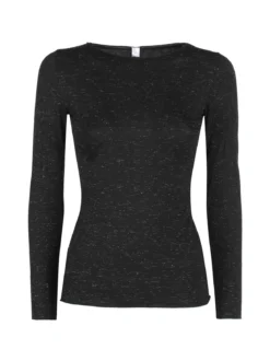 Pura P0724M Maglietta donna in lurex a maniche lunghe con scollo a barca