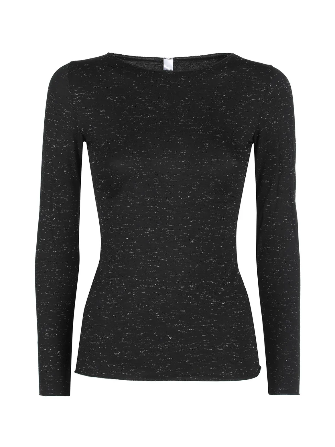 Pura P0724M Maglietta donna in lurex a maniche lunghe con scollo a barca