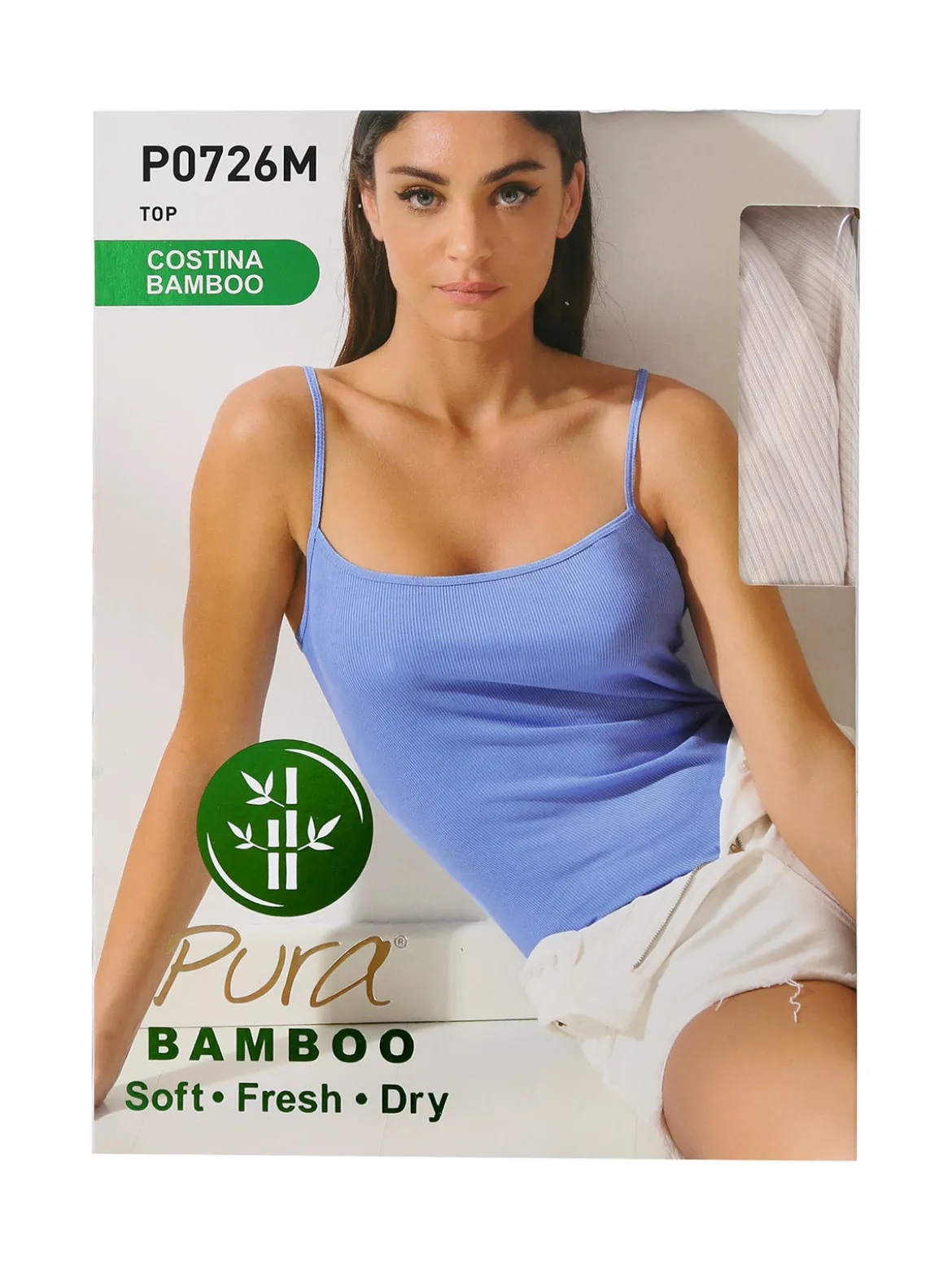 Pura Top donna a costine in bamboo - sabbia