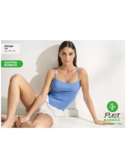 Pura Top donna a costine in bamboo - sabbia