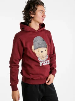 Pyrex Felpa da uomo con cappuccio e stampa - bordeaux