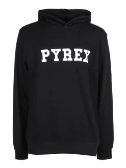 Pyrex Felpa da uomo in cotone con cappuccio e stampa logo - nero