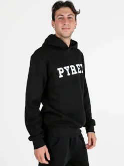 Pyrex Felpa da uomo in cotone con cappuccio e stampa logo - nero