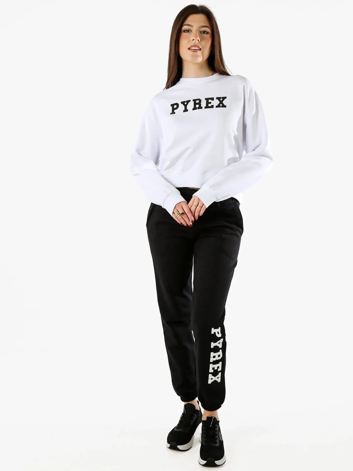Pyrex Felpa donna oversize con logo - bianco