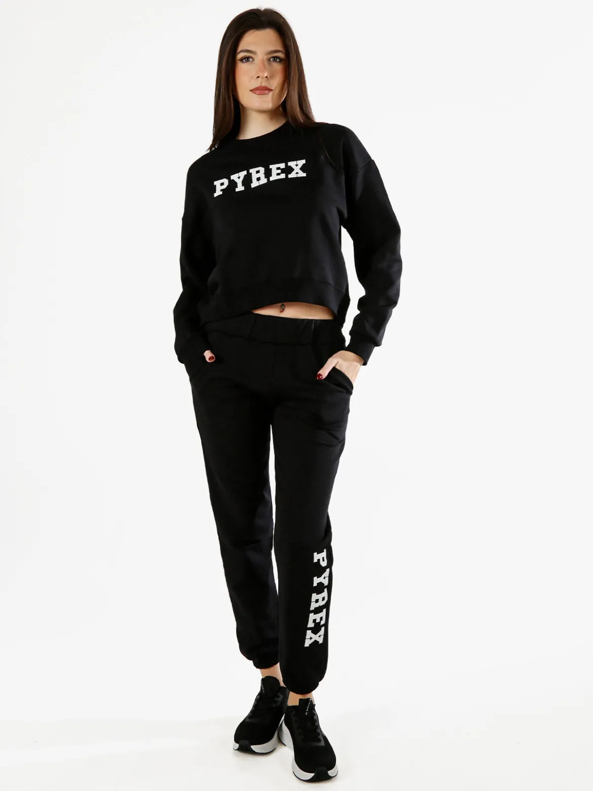 Pyrex Felpa donna oversize con logo - nero
