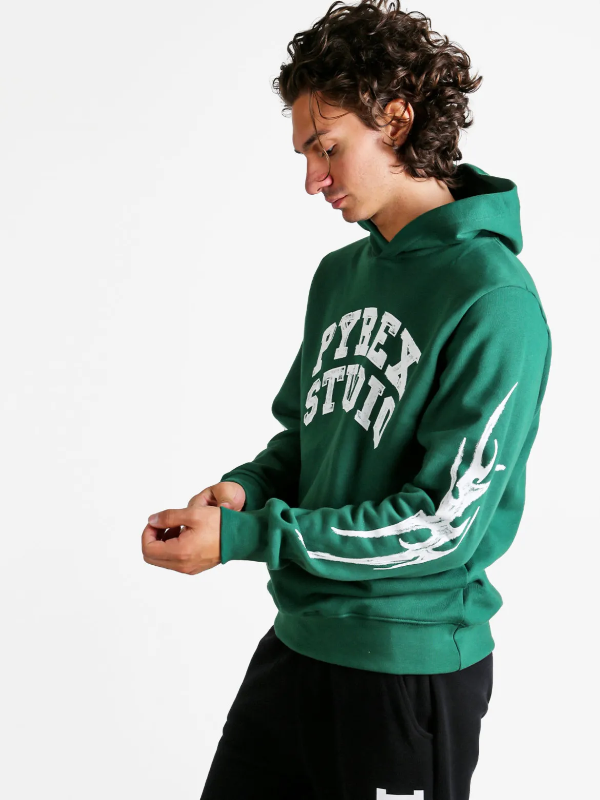 Pyrex Felpa invernale da uomo con cappuccio - verde