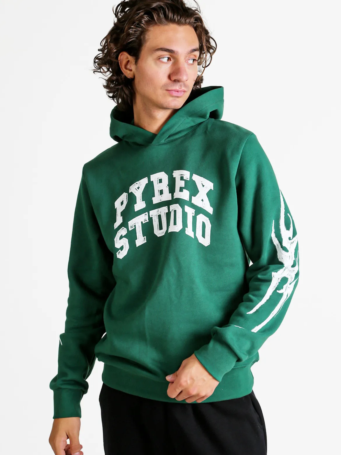 Pyrex Felpa invernale da uomo con cappuccio - verde