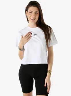 Pyrex T-shirt cropped da donna con logo - bianco