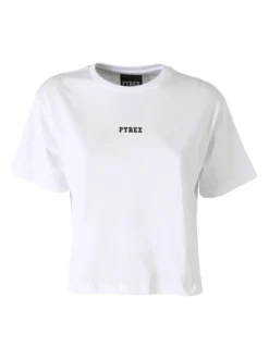 Pyrex T-shirt cropped da donna con logo - bianco