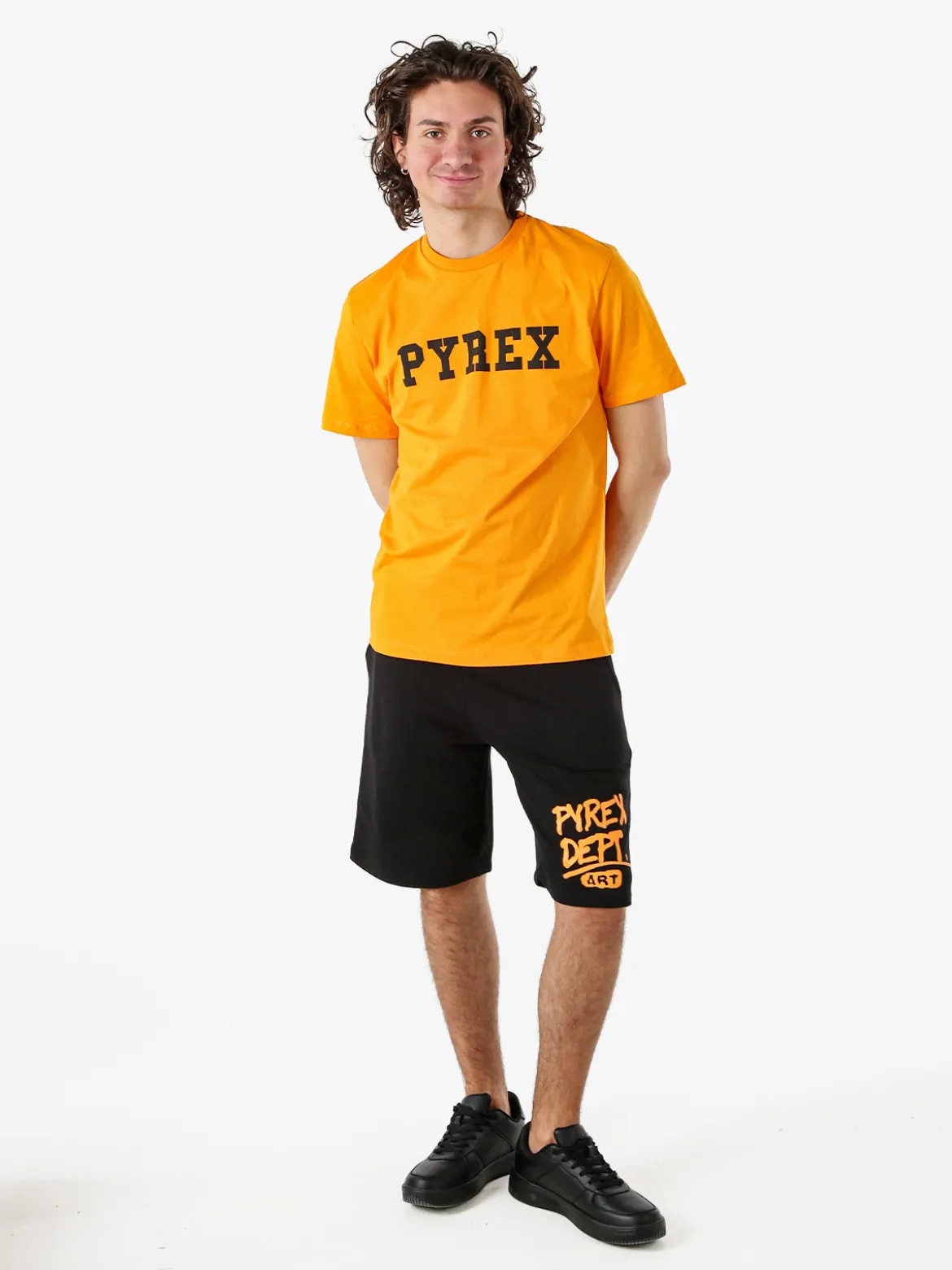 Pyrex T-shirt da uomo in cotone con logo - arancione