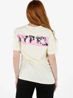Pyrex T-shirt donna con stampa logo sul retro - panna