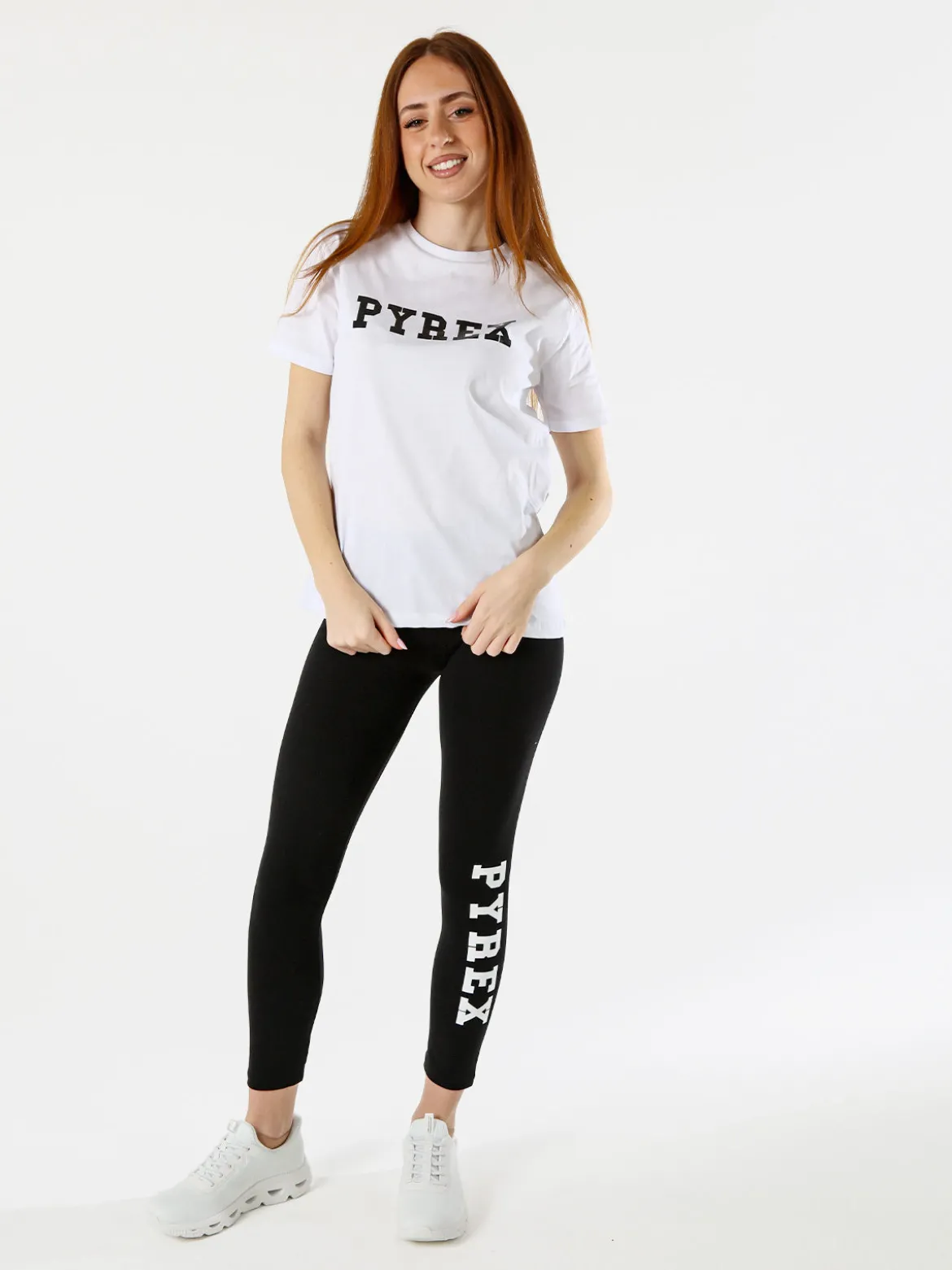 Pyrex T-shirt donna in cotone con logo - bianco