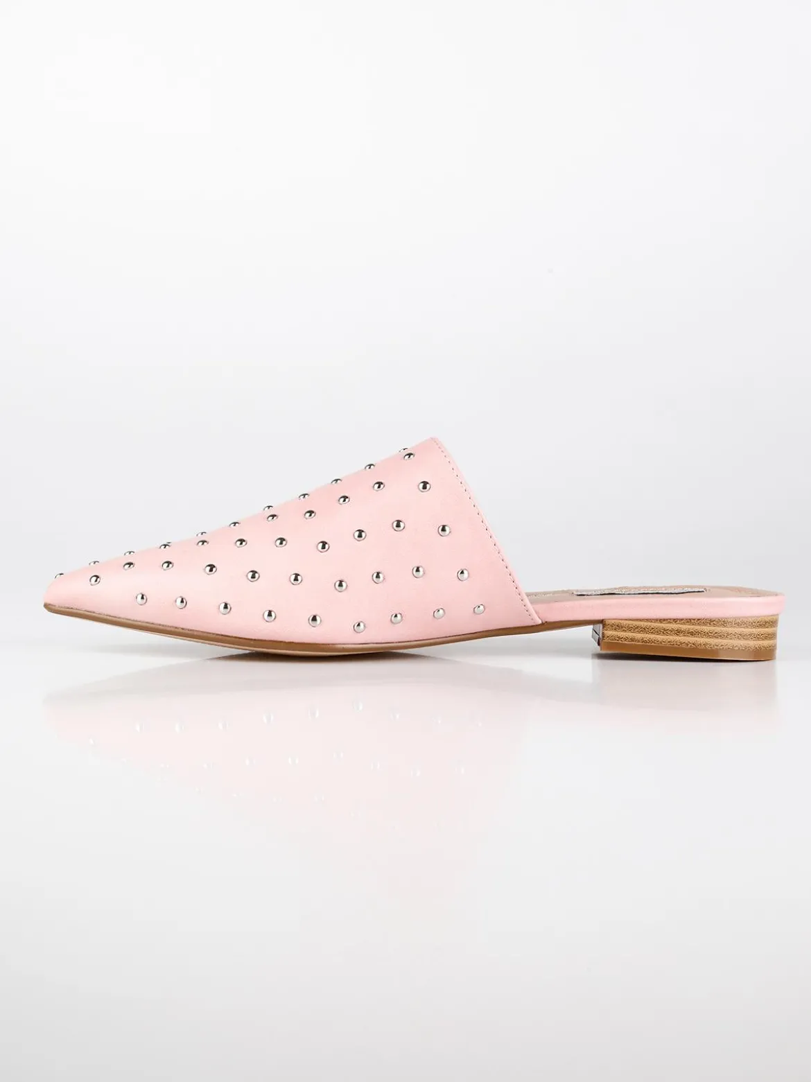 Queen Helena Sabot rosa in ecopelle con borchie
