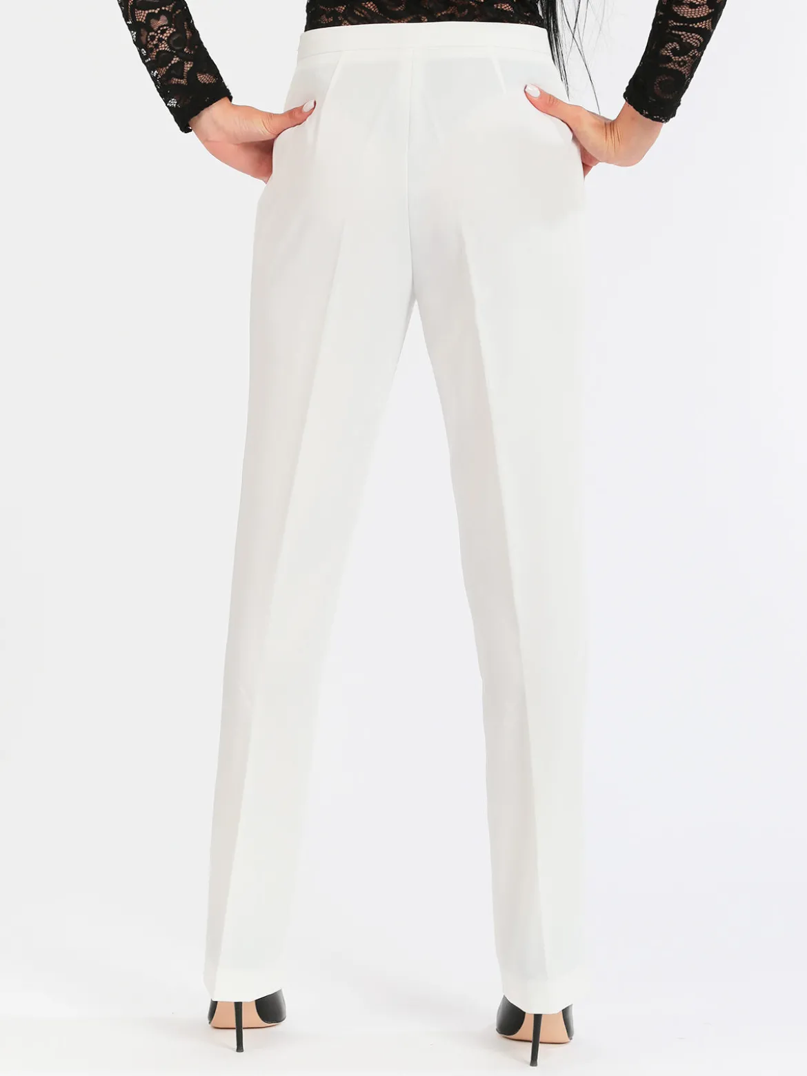 Radaus Pantaloni classici da donna a gamba dritta - bianco