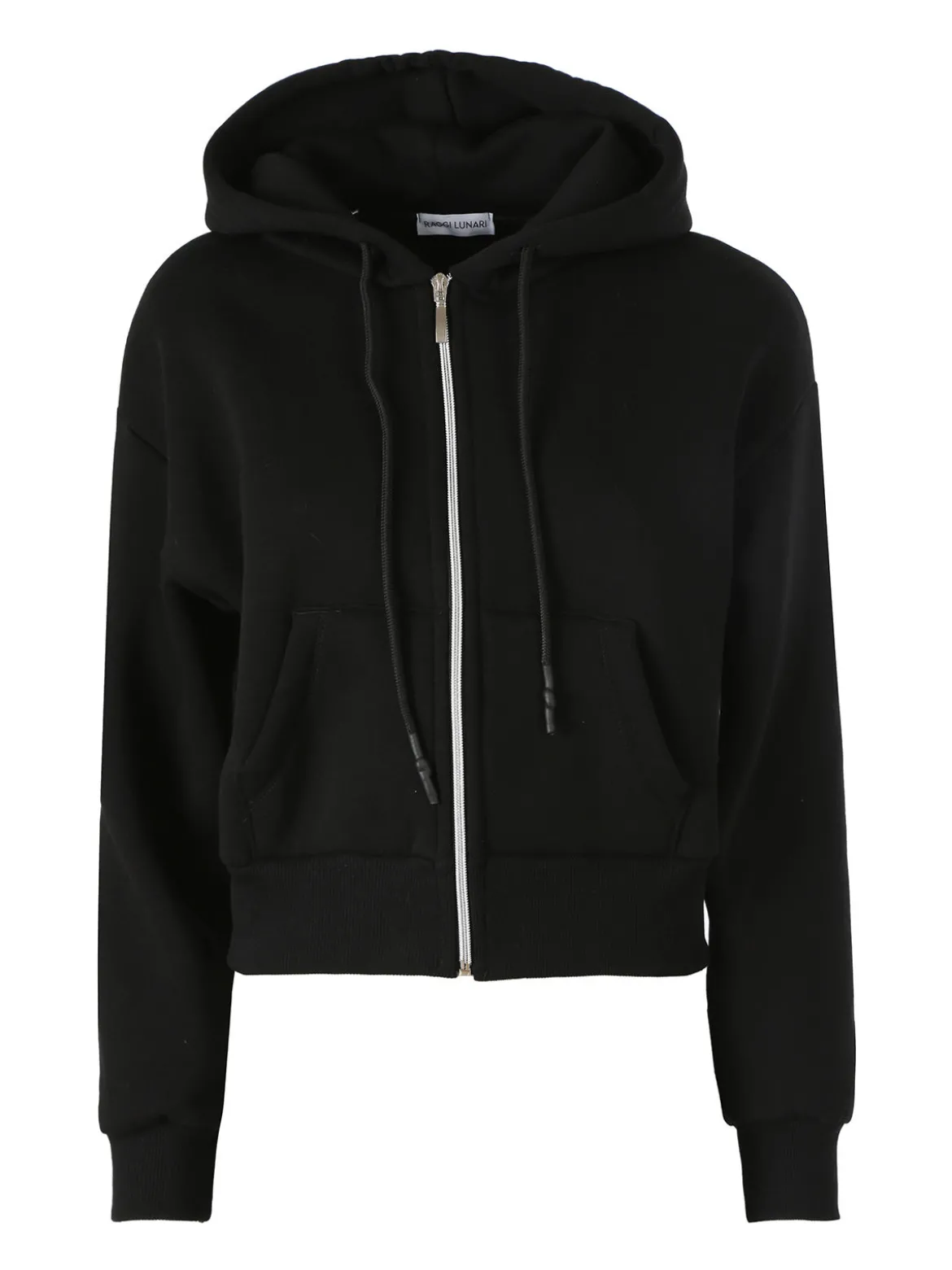 Raggi Lunari Felpa donna pesante con cappuccio e zip - nero