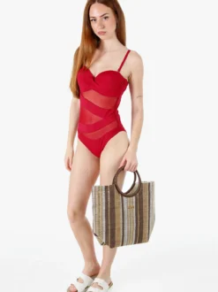 Rai7 Costume da bagno intero da donna con coppe imbottite e con ferretto - bordeaux