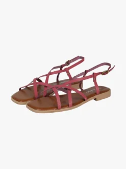 Rebecca - Made In Italy Sandali bassi in pelle da donna con fascette incrociate