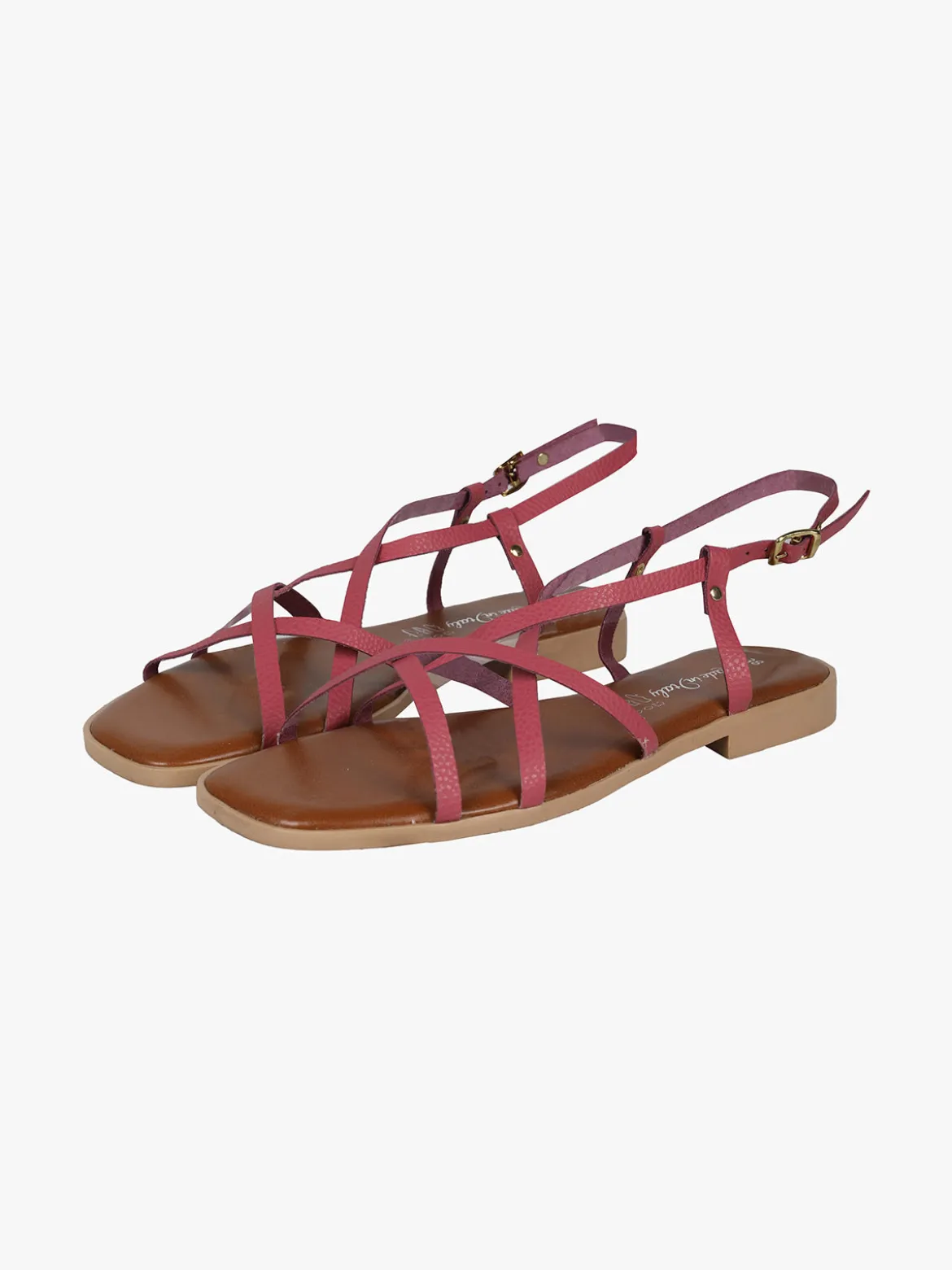 Rebecca - Made In Italy Sandali bassi in pelle da donna con fascette incrociate