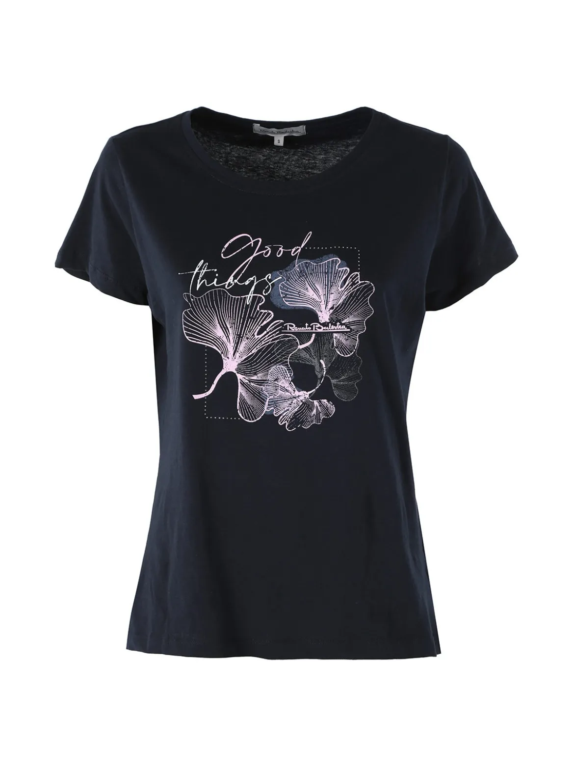 Renato Balestra T-shirt girocollo da donna con stampa colorata - blu scuro