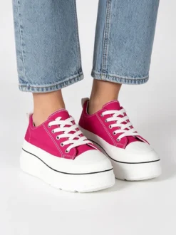 Renda Sneakers donna in tela con platform