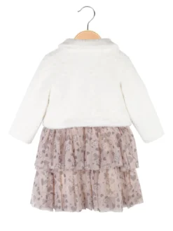 Re Panda Completo da neonata 2 pezzi con vestito e pelliccia sintetica