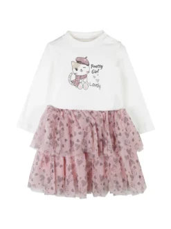 Re Panda Completo da neonata 2 pezzi con vestito e pelliccia sintetica