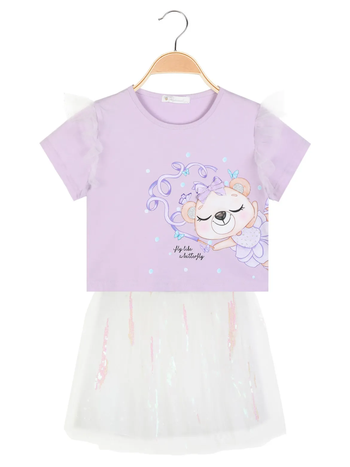 Re Panda Completo elegante da bambina con gonna in tulle