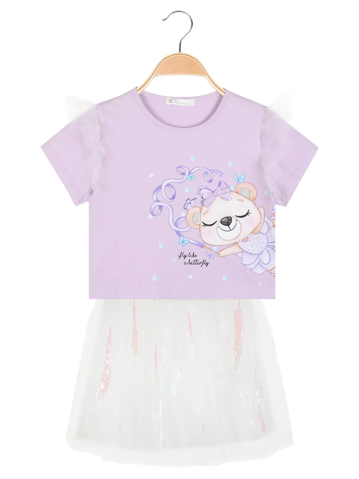 Re Panda Completo elegante da bambina con gonna in tulle