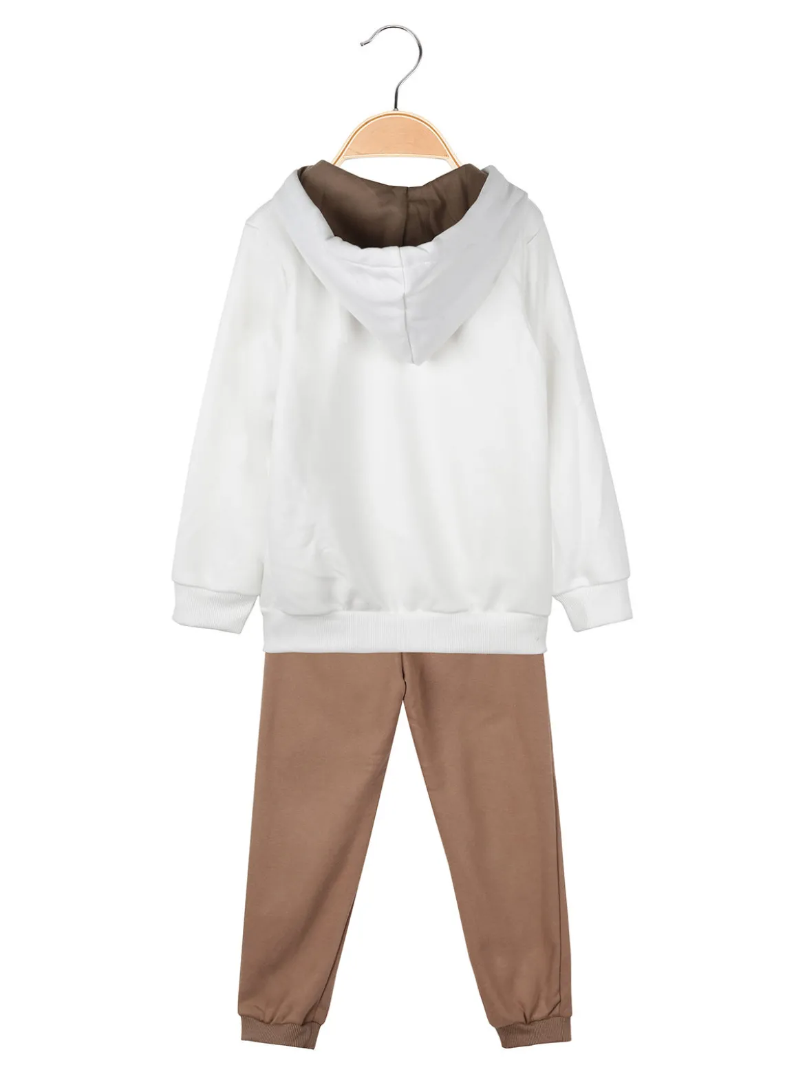 Re Panda Completo 3 pezzi da bambina con cappuccio e zip - bianco