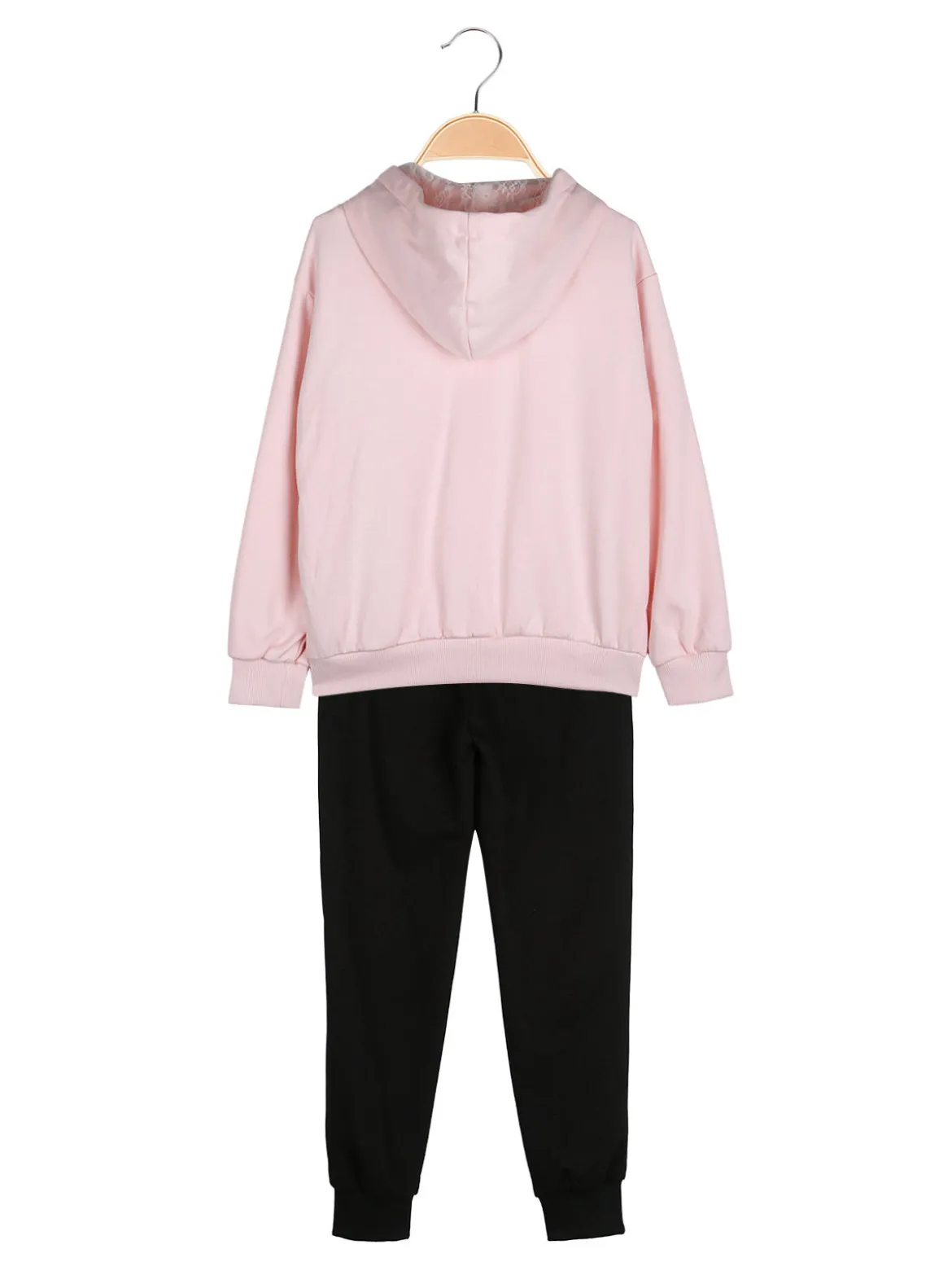 Re Panda Completo tuta 3 pezzi da bambina con cappuccio e zip - rosa