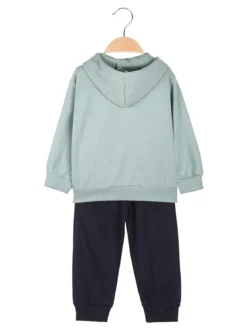 Re Panda Completo tuta 3 pezzi da neonato con cappuccio e zip - acqua marina