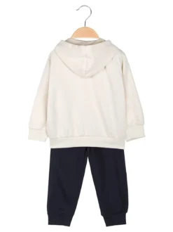 Re Panda Completo tuta 3 pezzi da neonato con cappuccio e zip - beige