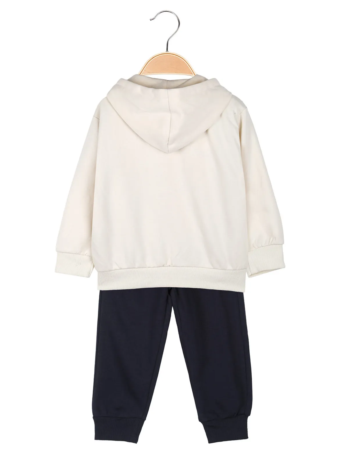 Re Panda Completo tuta 3 pezzi da neonato con cappuccio e zip - beige